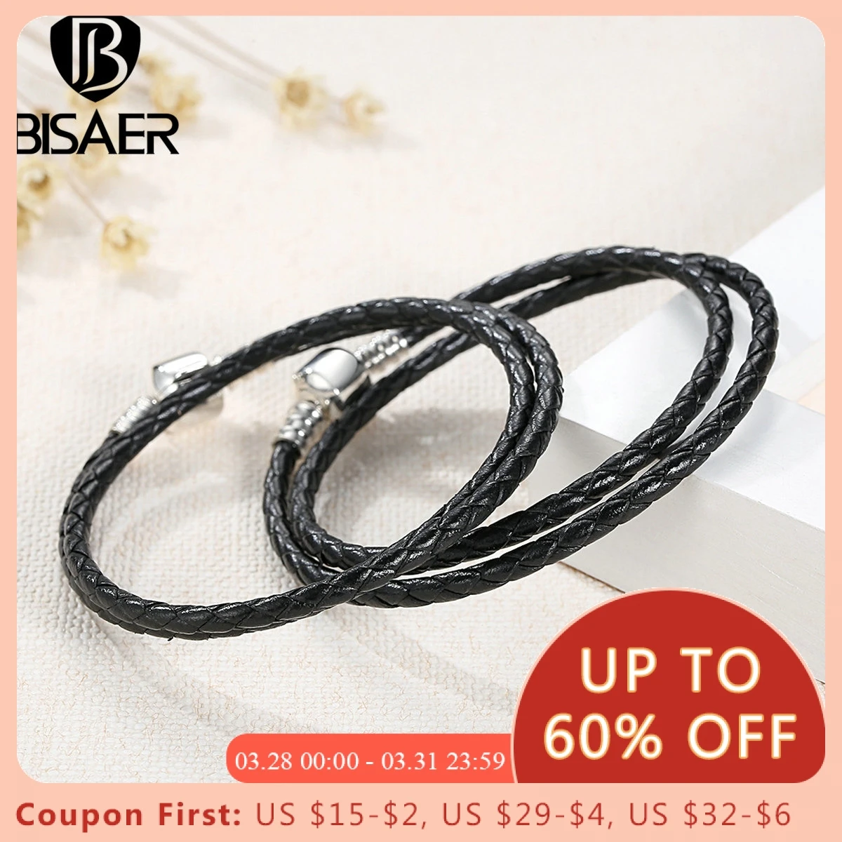 Beste Echt 925 Sterling Zilver Zwart Gevlochten Lederen Armband Vrouwen Touw Lederen Wrap Armband Luxe Sterling Zilveren Sieraden 34 cm