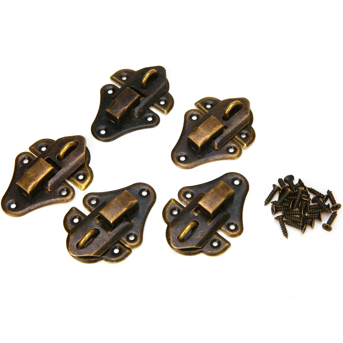 5pcs Bronze Tone Case Latch Hasp Sets Jewelry Gift Wooden Box For Home Furniture Buckle Clasp Lock Mayitr