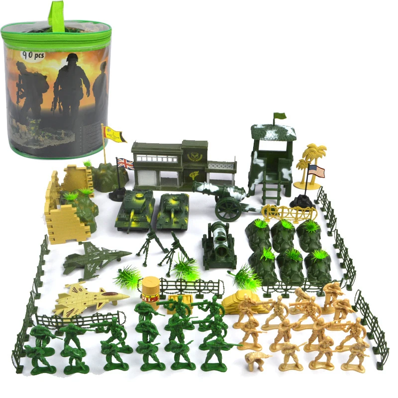 

90Pcs Soldier Kit Action Figures Military Army Men Sand Scene Model Boy Toy