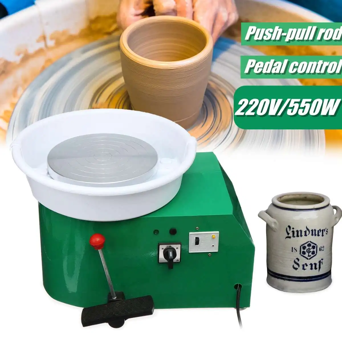 

Flexible Manual pedal Ceramic Pottery Wheel Machine 25cm AC 220V 550W Work Ceramics Clay Art With Mobile Smooth Low Noise