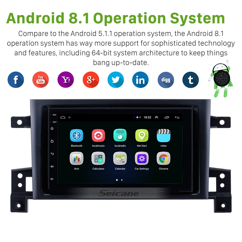 Higher Version RAM 2GB+ROM 32GB Android 8.1 Car GPS Navigation Unit Player For 2005-2015 Suzuki GRA