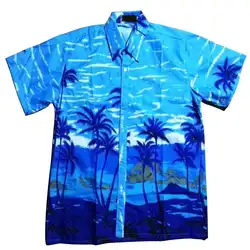 MISSKY Для мужчин гавайская рубашка летние пляжные досуга тропические моря Гавайские рубашки футболки в повседневном стиле топы с короткими