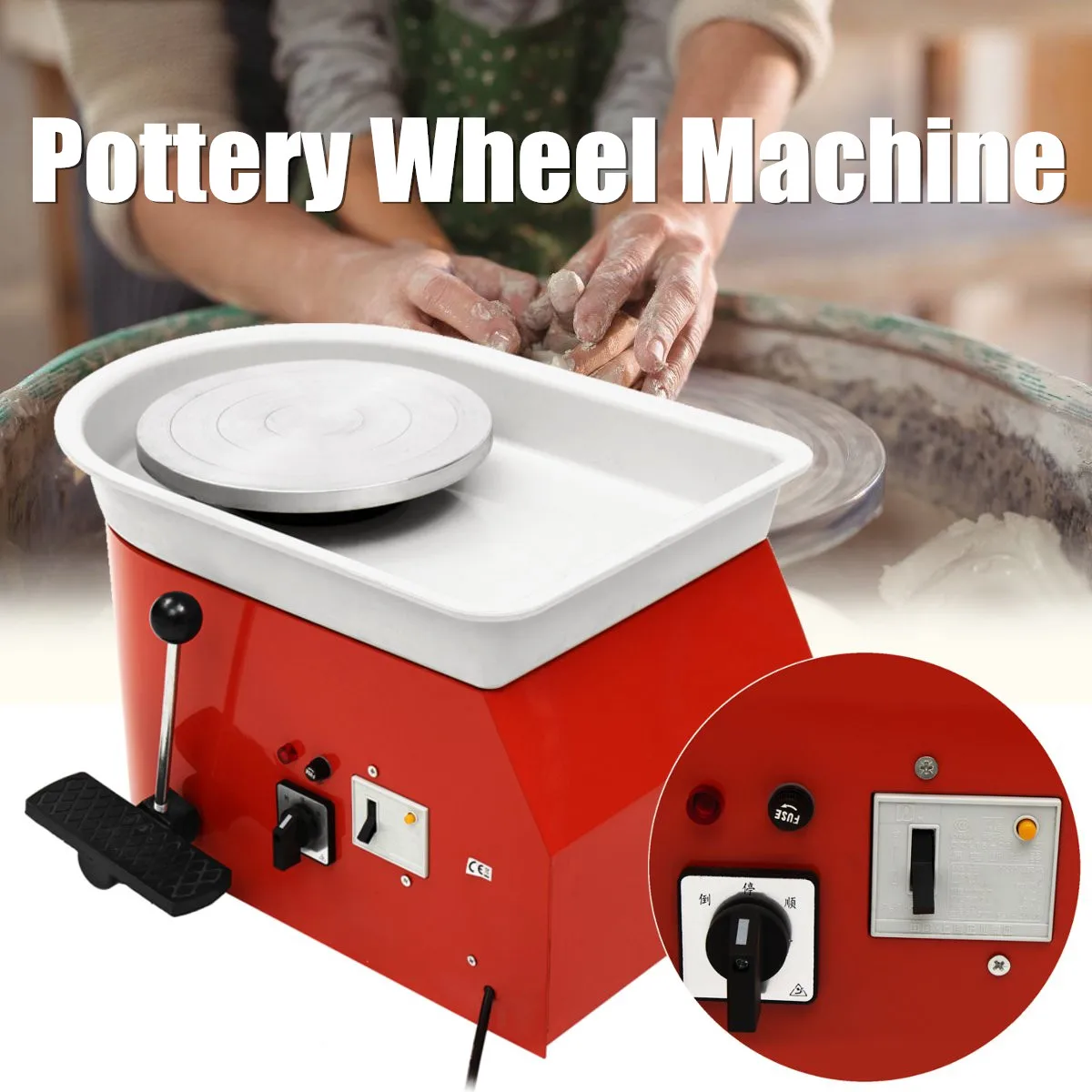 

Electric Pottery Wheel 25cm Pottery Forming Machine 220V 250W DIY Clay Sculpting Ceramic Machine Reversible Variable Speed