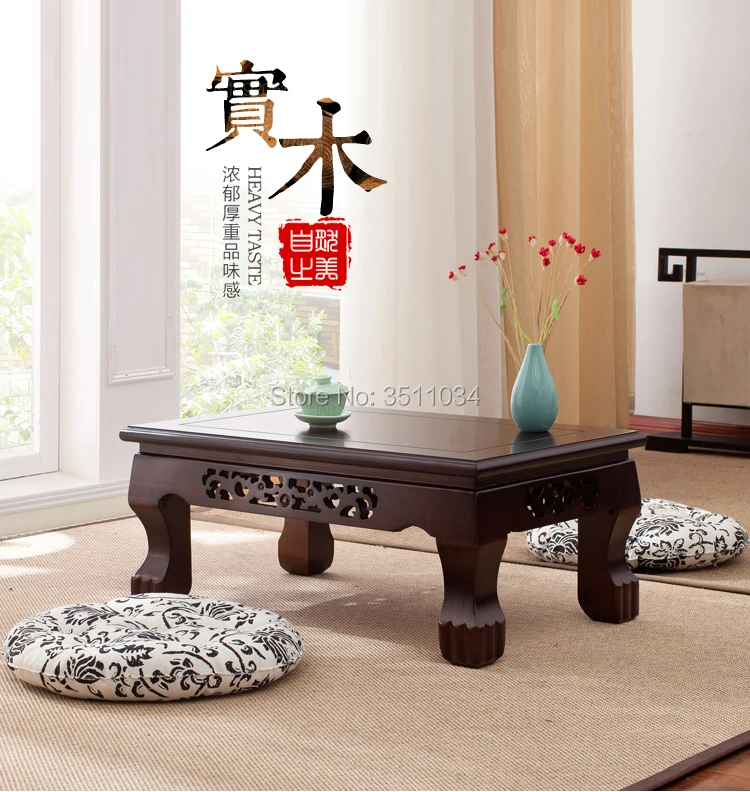 Oak color Oriental Antique Furniture Design Japanese Floor Tea Table Small Size Living Room Wooden Coffee Tatami Low Table Wood