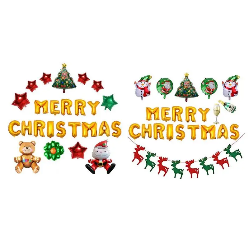 

Santa Claus Snowman Tree Aluminum Foil Merry Christmas Letter Balloon Toys
