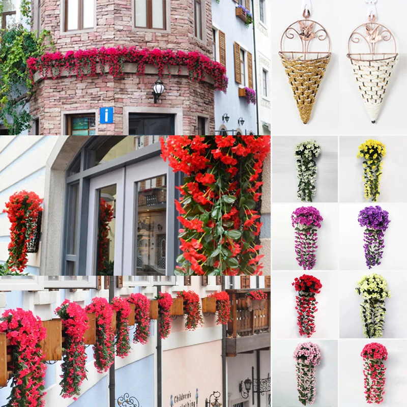 Artificial Flowers Hanging Garland Balcony Plant Home Decor Artificial Violet Flowers 1pc Artificial Flowers Hanging Garland Balcony Plant Home Decor Artificial Violet Flowers 1pc