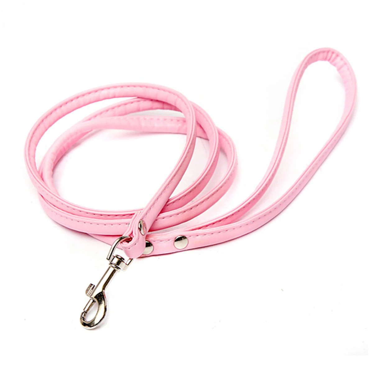 

Hot sale-Pink leather leash for small dog cat pet 1cmX120cm
