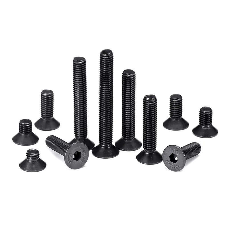 

110Pcs M5 Carbon Steel Screw Hex Socket Flat Head 10.9 Grade 6-40mm Bolt Assortment For Office Appliance Communication Equipment