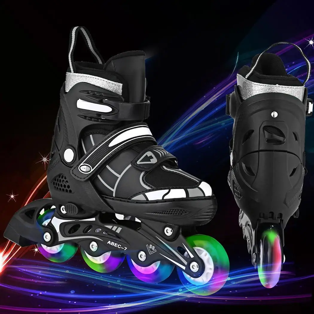 

Straight PU wheel flashing Aggressive Inline skates Street Trick Roller Skating Artificial leather upper and aluminum bracket