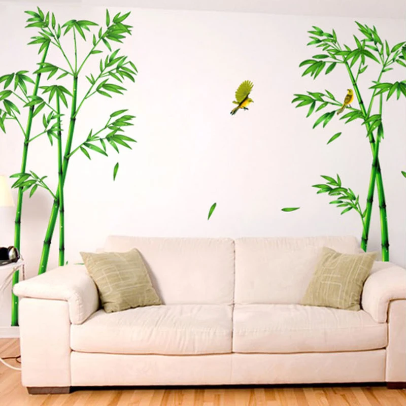 BalleenShiny бамбуковый лес Самолет Наклейка на стену китайский стиль зеленый свежий завод гостиная спальня офис настенные наклейки поставка