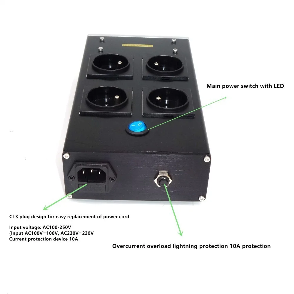 AC8.8 10A 2500W 4 биты Европейский разъем питания переменного тока источника