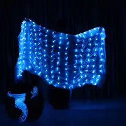 217x109 см танец живота светодиодный шарф вуаль шелковый полиэстер Белый Радуга танец живота вуаль сцене Реквизит для Хэллоуина Вечерние