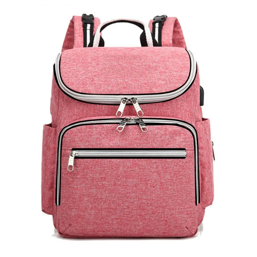 

Fashion Solid Zipper Closure Mummy Bag Backpack With USB Charger Square Casual Small Double Straps Handbag