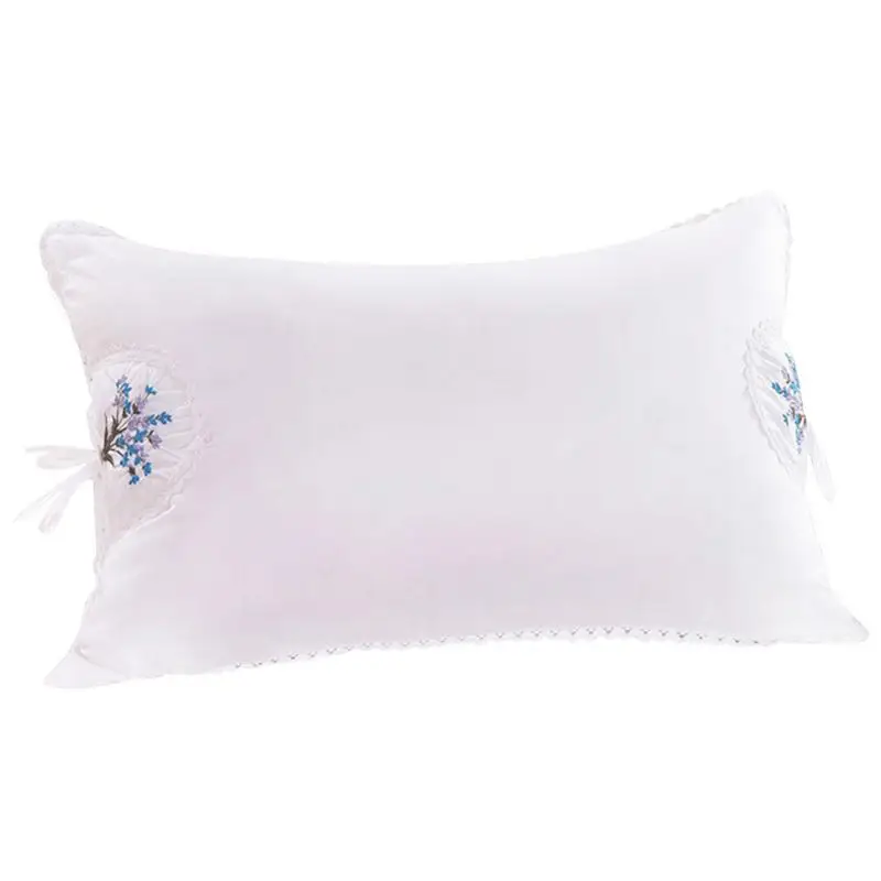 

High Quality Pillows Fluffy Elastic Pillow Lavender Soothing Neck Pillow Health Care Cotton Embroidered Feather Velvet Pillow