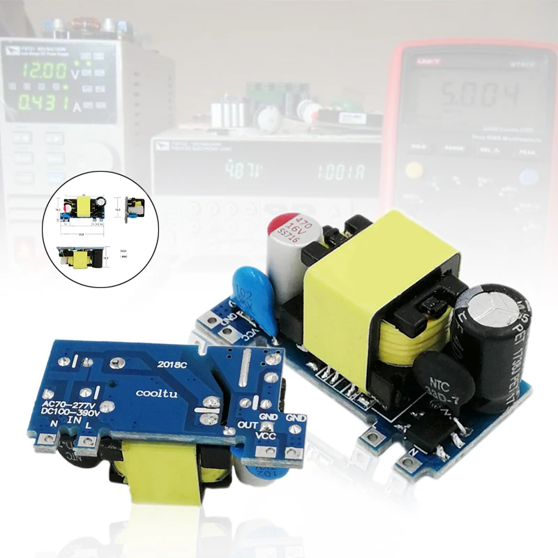 

1pc Buck Module AC-DC Step-down Module Power Converter AC 70-277V & DC 100-390V to DC 5V Power Supply PCB Module