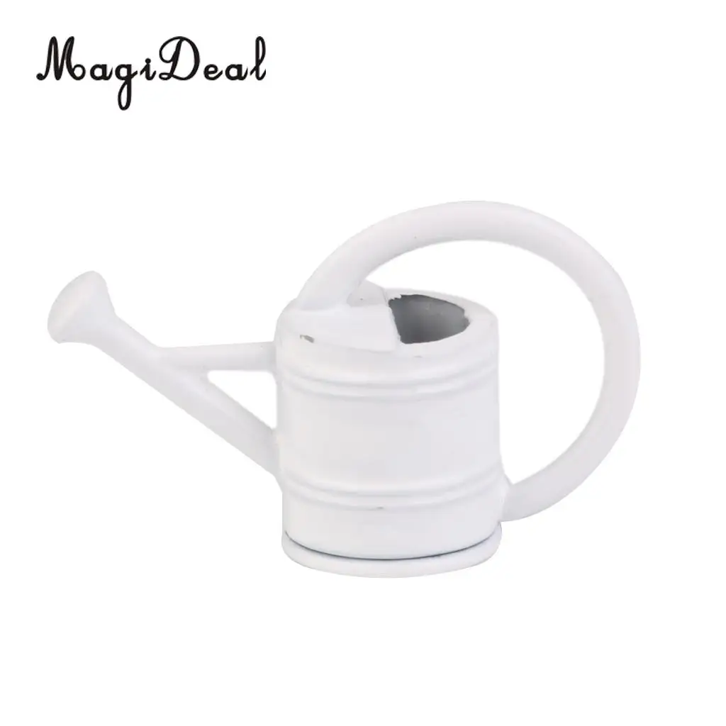 

MagiDeal 1Pc 1/12 Metal Miniature Watering Can Handicrafts Model Dollhouse Garden Plant Room Decor White for Kids Pretend Play