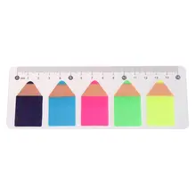 Cute Candy Color Pencil Stub Memo Pad Sticky Notes Page Flag Index With 15cm Rulers School Supplies
