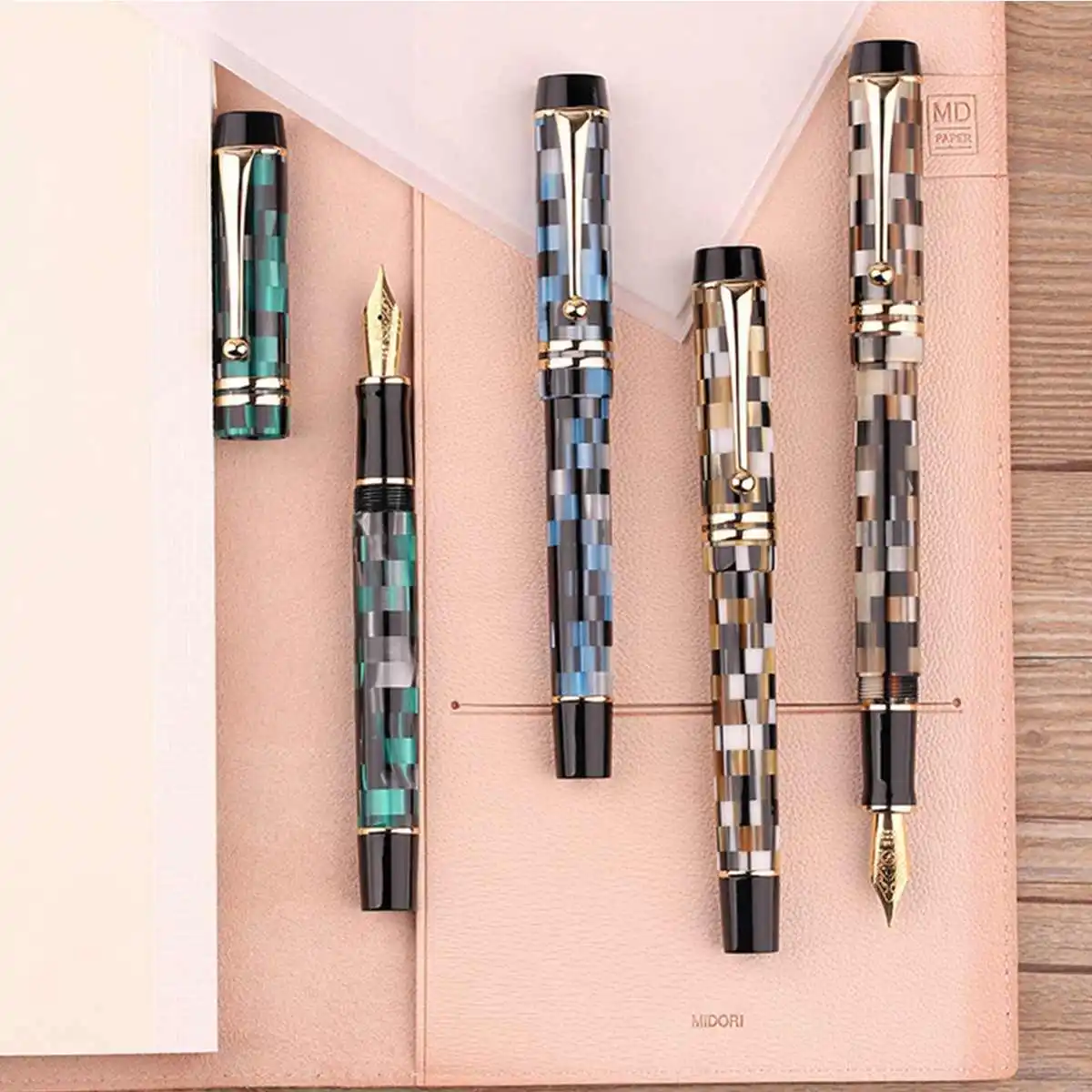 

Black white square Chessboard Silver Trim Schmitt plated large point inker Calligraphy Nib Fountain Pen Office Business Writing