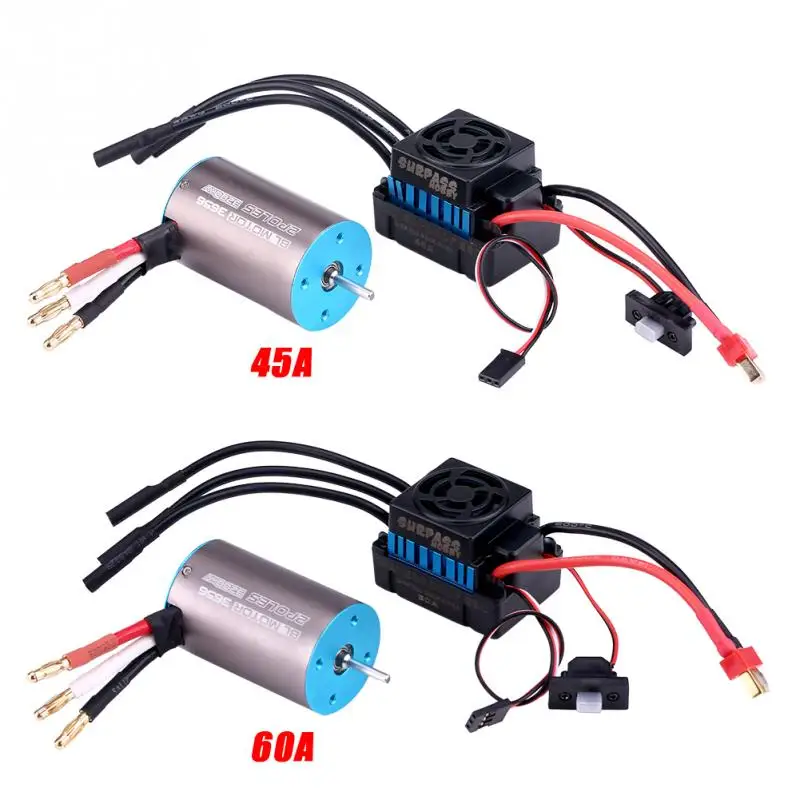 

3656 3200KV Sensorless Brushless Motor Waterproof 45A/60A Electronic Speed Controller ESC For 1/10 RC Car Crawler SUV Combo Set