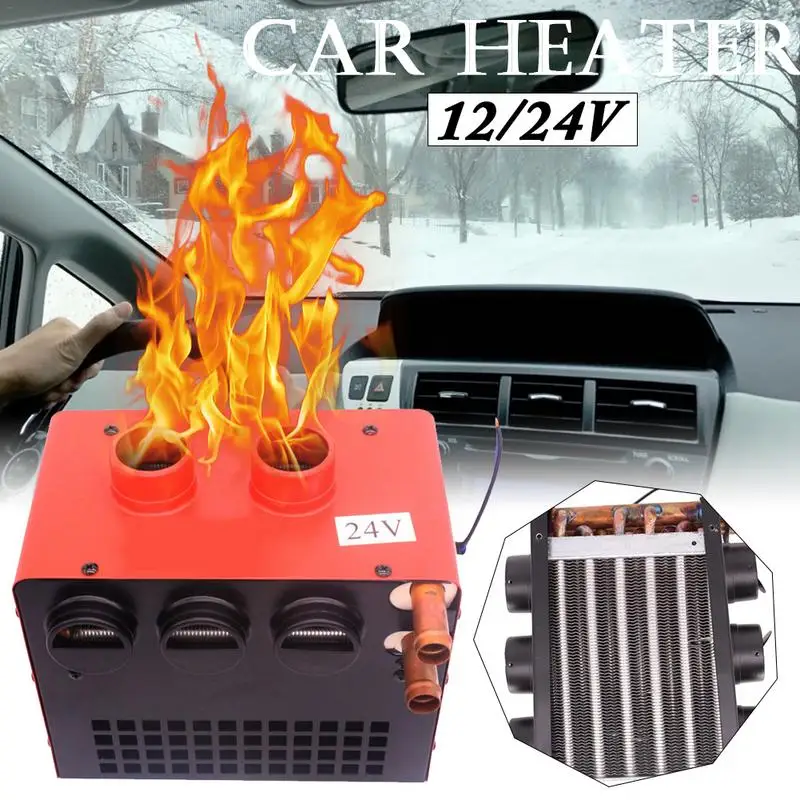 

Hot Universal DC 12-24V 8 Ports Car Truck Heater Auto Plumbing Air Conditioner Car Defroster Demister Double Compact Air Heater