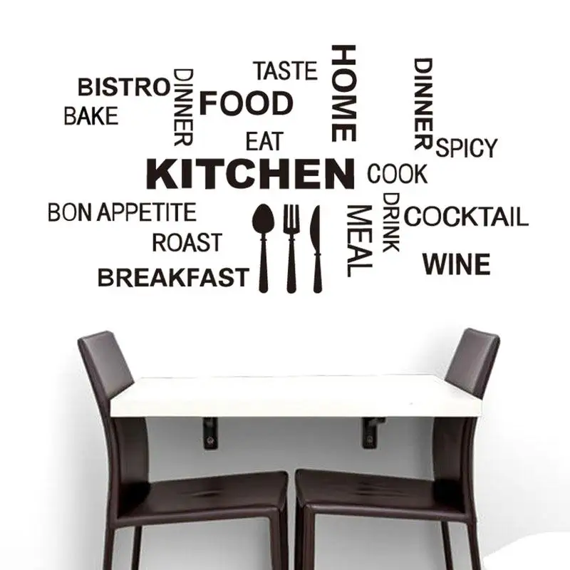 Letters KITCHEN Wall Stickers Wall Decorations Non-toxic PVC Household Painting For Living Room Bedroom Decorative Beautiful Letters KITCHEN Wall Stickers Wall Decorations Non-toxic PVC Household Painting For Living Room Bedroom Decorative Beautiful