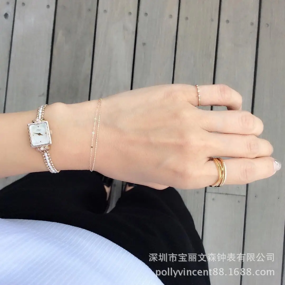 

New ladies watch fashion square Dujinbei dial lizard skin waterproof diamond inlay