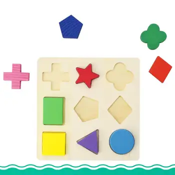 

Early Education Puzzle Game Toy Multi-color Wooden Geometric Puzzle Fashion Square for Children 0-2 Years Old