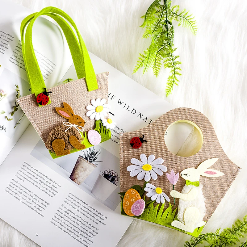 

Easter Rabbit Bunny Shopping Tote Cute Gift Bag Handbag Easter Decoration Kids Candy Egg Toy Gift Storage Bag