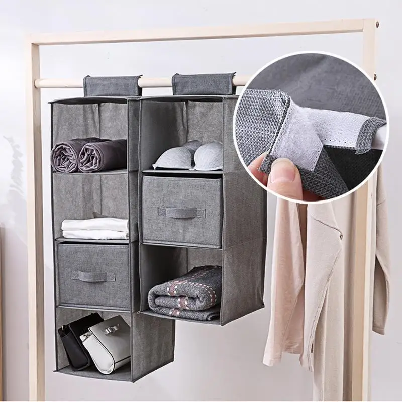 

Interlayer Drawer Type Wardrobe Hanging Storage Bag Organizer Debris Storage Box Hanger Clothes Storage Rack Drawer Organizer