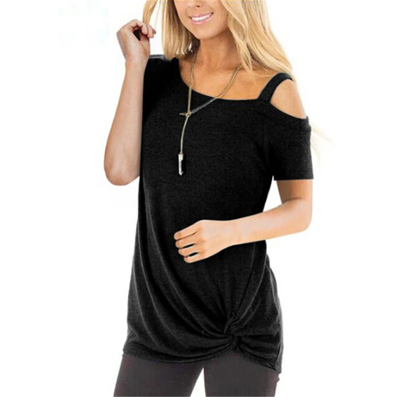 Women Blouses Cold Shoulder Blouse Short Sleeve Ladies Shirts And Blouses Sexy Womens Clothing Casual Solid Color Ladies Tops