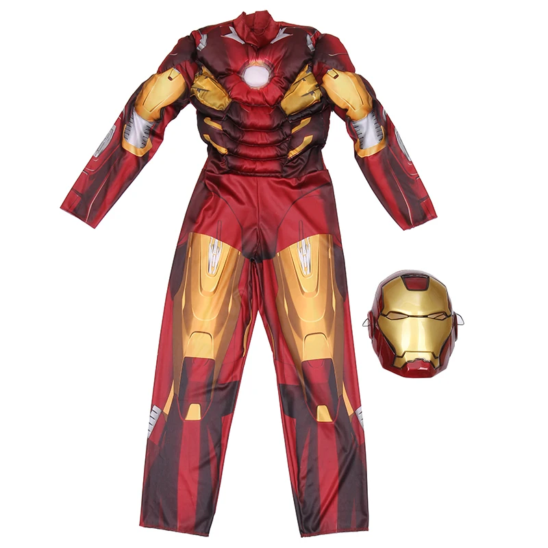 Делюкс Железный человек Mark VII костюм с мышцами Мальчики Marvel мстители супергерой костюм отлично подходит для Хэллоуина размер 3t-12y