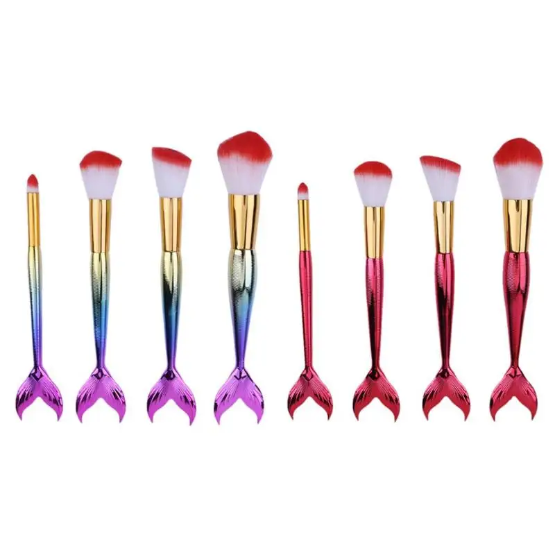 

New Arrival Mermaid Tail Shape Blending Brush 4pcs Blush Foundation Cosmetic Brush Makeup Beauty Contour Brush Maquiagem