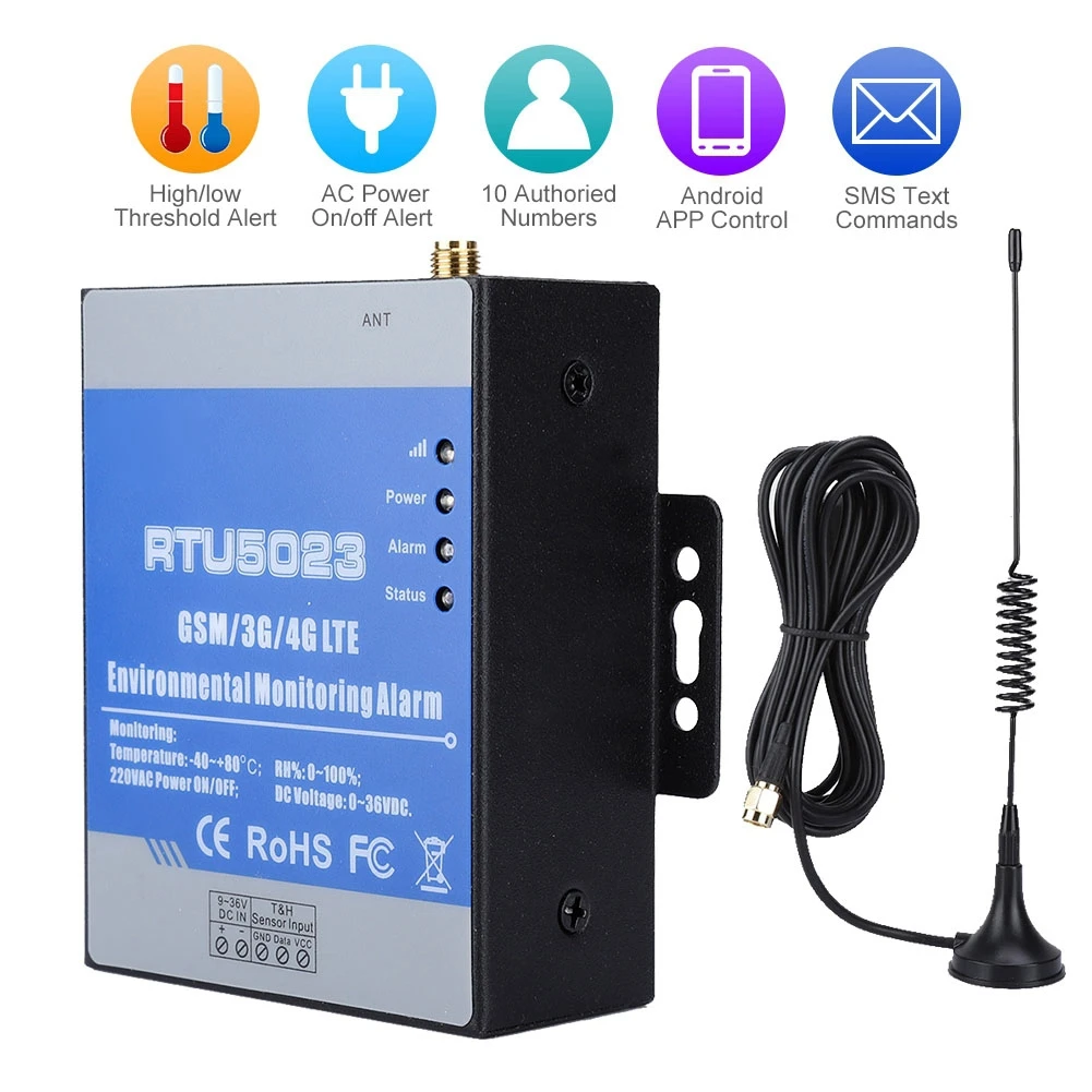RTU5023 GSM Дистанционный детектор температуры и влажности сигнализация Поддержка
