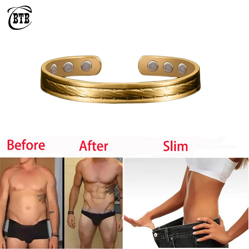 

1pcs Slimming Products Health Care Weight Loss Bracelet Gold Inlay Magnetts Far Infrared Lovers Bracelet for Women Gifts
