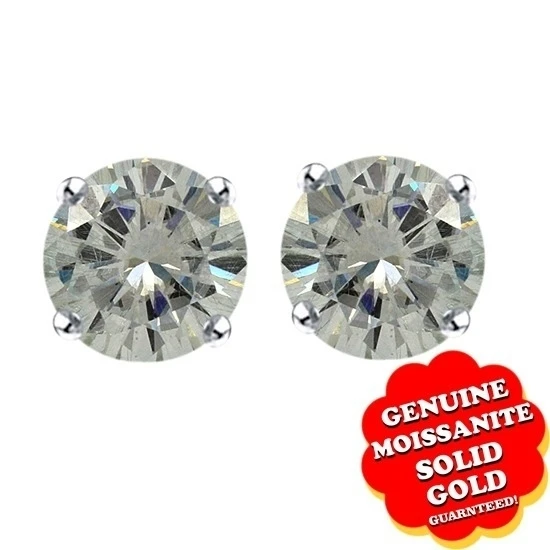 1/3 Ct Off White настоящий Муассанит 14 K твердого белого золота серьги пасьянс |
