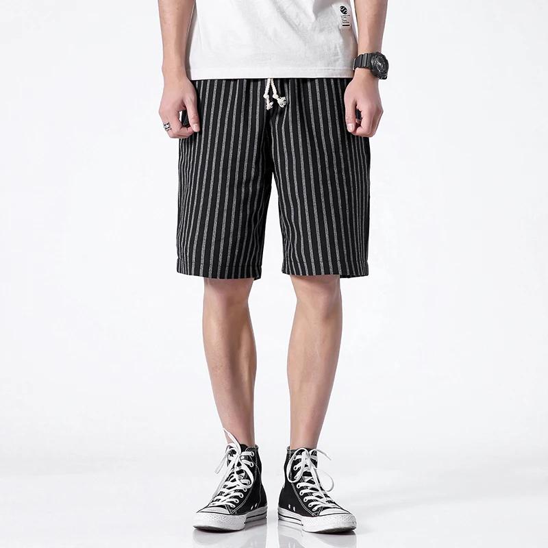 Летние Новые шорты мужские модные полосатые прямые повседневные Пять Брюки мужские уличные тренды дикие хип хоп свободные шорты M-5XL