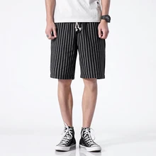 Летние Новые шорты мужские модные полосатые прямые повседневные Пять Брюки мужские уличные тренды дикие хип хоп свободные шорты M-5XL