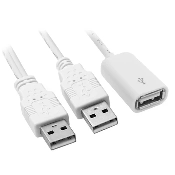 

CYSM 10pcs/lot USB 2.0 Female to Dual A Male Extra Power Data Y Extension Cable for 2.5" Mobile Hard Disk White