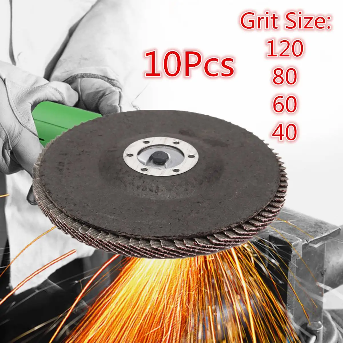 

10PCS/set Grit Aluminum Oxide Flap Disc 5" 125mm 40/60/80/120 Sanding Grinding Wheels Applicable to General Metal Carbon Steel