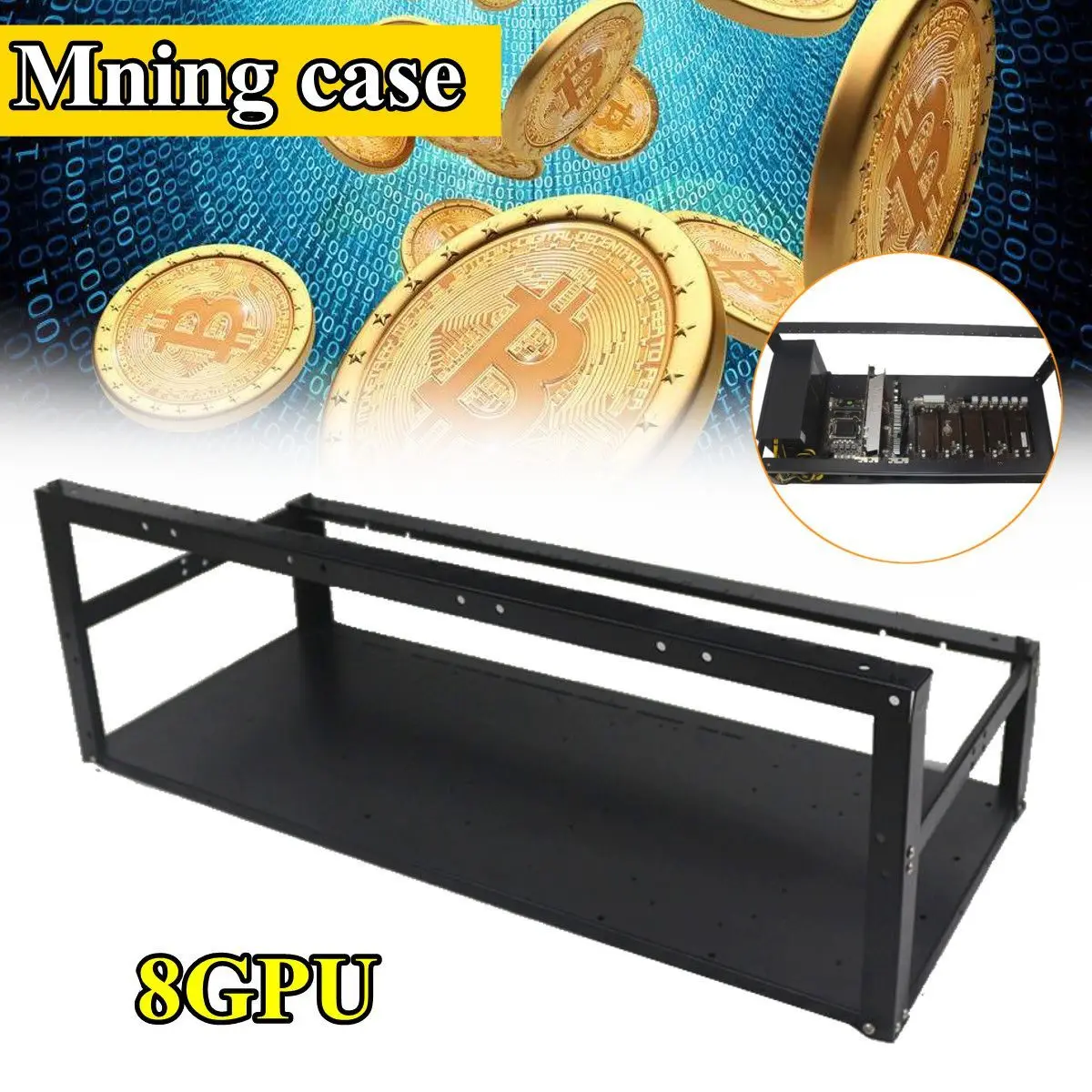 2 X Stackable 8 GPU Mining Rig Case 5 Fans Open Air Frame ETH/ZEC/Bitcoin Mining Computer Case Fram e+ stacking accessories