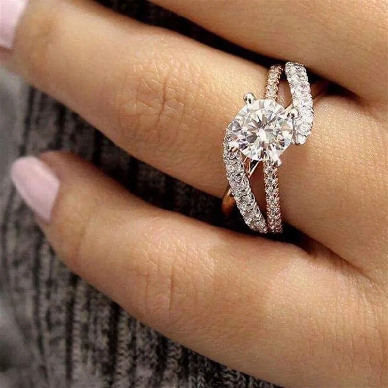 

Classic Engagement Rings For Women White Cubic Zircon Silver Color Women Wedding Rings Jewelry Gift