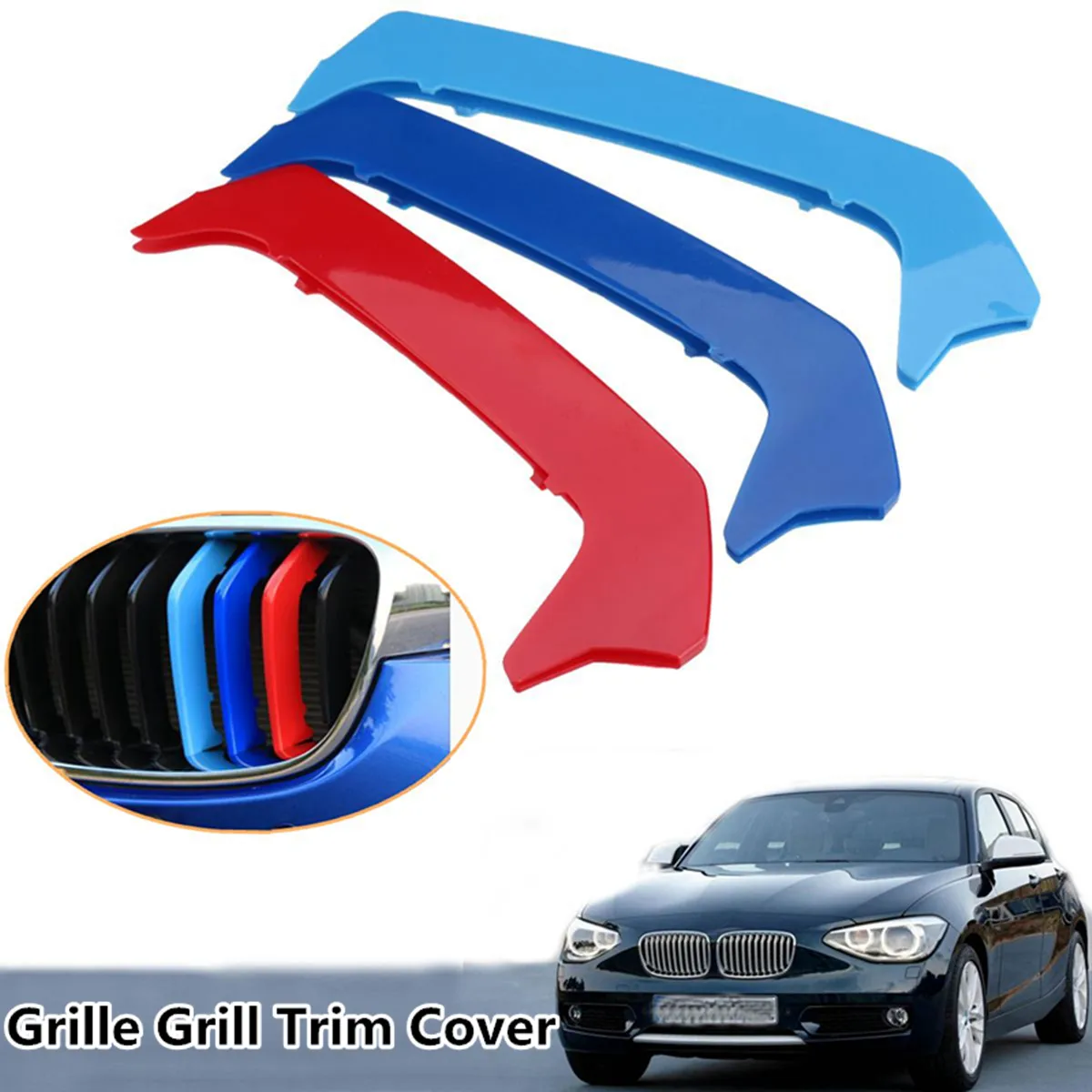 

3Pcs Tricolor Plastic Front Center Grille Cover Trim For BMW 1Series F20/F21 12-14