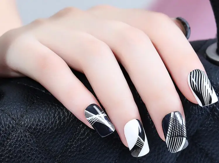 

2sheets Nail Sticker Decals Waterproof Art Letter Geometry Simple Pattern Nail Sticker DIY Nail Art Decoration