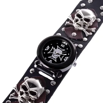 

FAITHEASY Hollow Skull Designer Watch Women Fashion Brand Quartz Ladies Casual Punk Leather Strap Clock Female Girls Trending