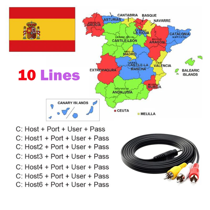 

1 year cccam Europe 7/10 Clines hd ccam for Portugal Spain Italy Germany Poland cline server Support Satelite Receiver DVB-S2
