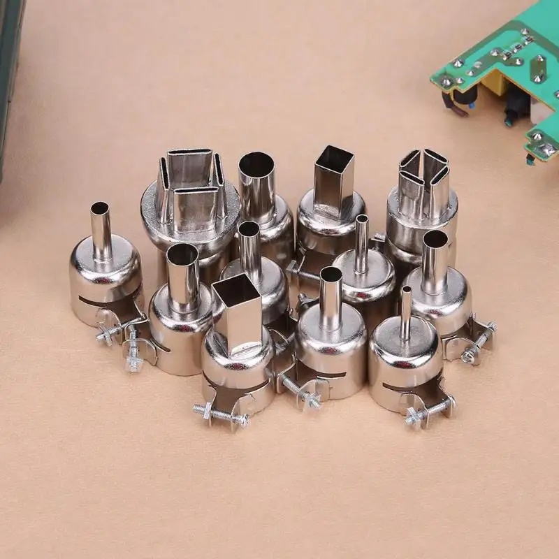 

Silver 100% high quality brand new convenient 12pcs/set Soldering Station 850 Hot Air Gun Welding Heat Resistant Nozzles