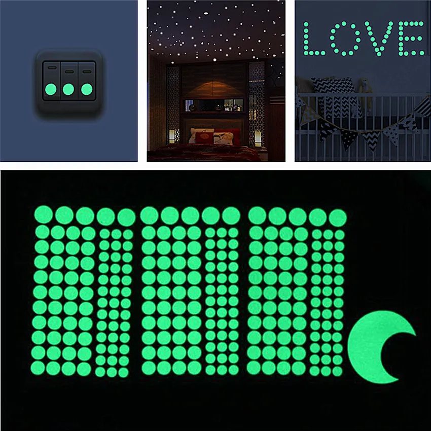 

407Pcs Round Dots Glow In The Dark Luminous Star Toy Wall Stickers Decal for Kids Bedroom Decor Luminous Toy