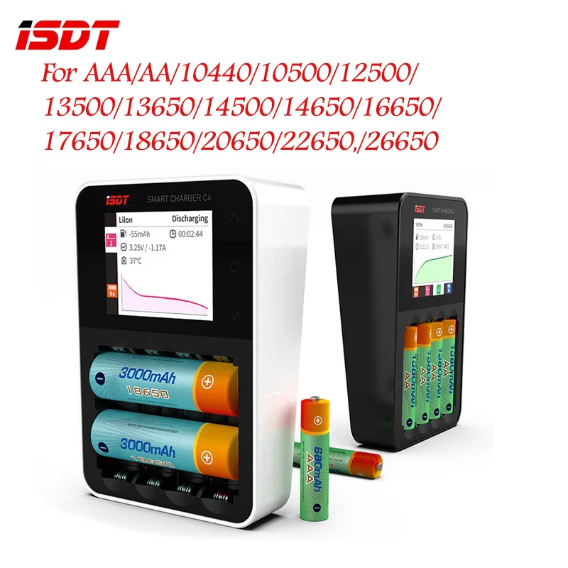 ISDT C4 8A экран интеллектуальное зарядное устройство с выходом USB для 18650 26650 10440 14500
