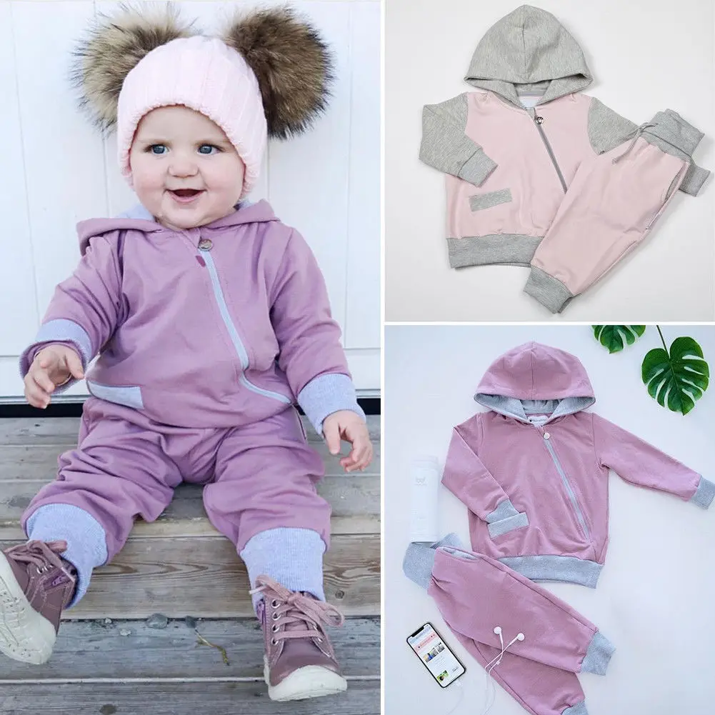 

New Arrivel Newborn Baby Girl Boy Hooded Tops Pants Autumn Clothes Outfits Sets Tracksuit