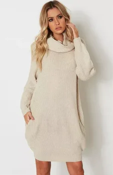 

Autumn And Winter High Lead Solid Color Knitting Upper Garment Long Sweater Woman